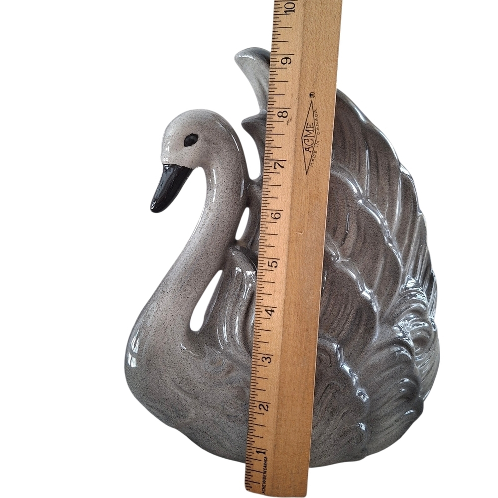 Vintage Mid Century Modern Gray Swan Figurine Planter Pottery Ceramic - Picture 8 of 10